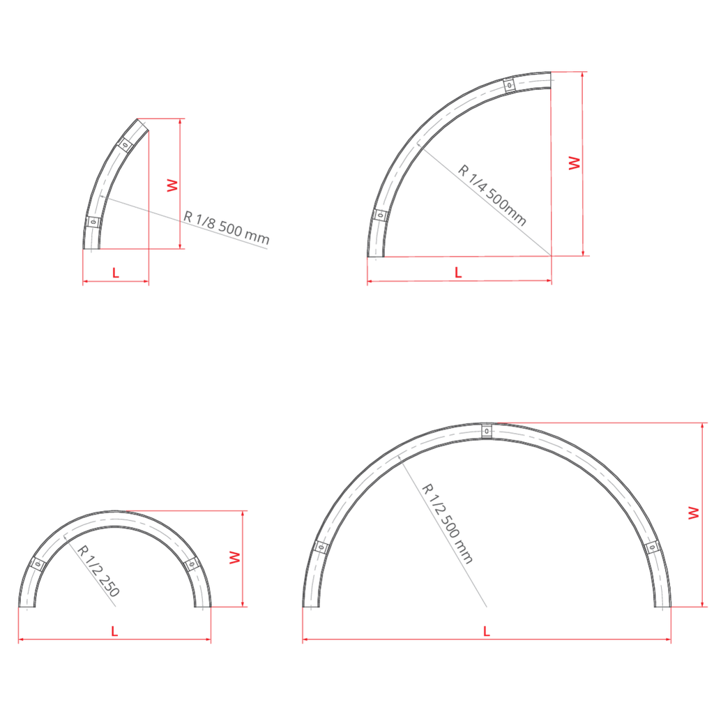 Arco de 1/2 para Lámpara Lineal Light para Colgar LED, Múltiple CCT NW 4000K / 5000K / CW 6000K, 115Lm/W, 100-277Vac, 120 Grados, Negra, con Certificación UL