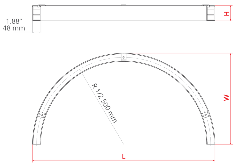 Arco de 1/2 para Lámpara Lineal Light para Colgar LED, Múltiple CCT NW 4000K / 5000K / CW 6000K, 115Lm/W, 100-277Vac, 120 Grados, Negra, con Certificación UL