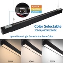 Lámpara Lineal Light para Colgar LED, 30W / 40W / 50W, 47.24&quot;(120cm), Múltiple CCT NW 4000K / 5000K / CW 6000K, 115Lm/W, 100-277Vac, 120 Grados, Negra, con Certificación UL