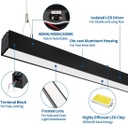 Lámpara Lineal Light para Colgar LED, 30W / 40W / 50W, 47.24&quot;(120cm), Múltiple CCT NW 4000K / 5000K / CW 6000K, 115Lm/W, 100-277Vac, 120 Grados, Negra, con Certificación UL