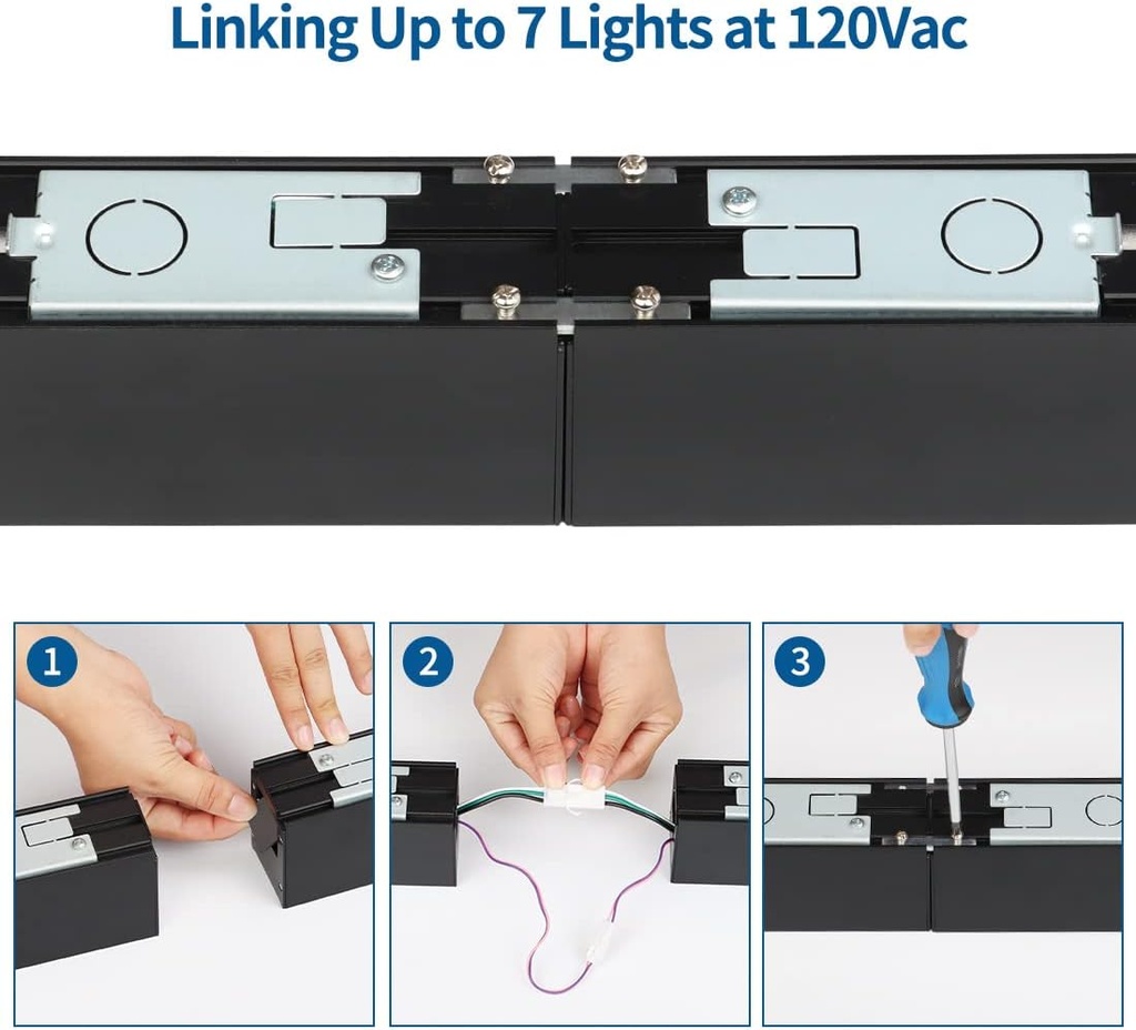 Lámpara Lineal Light para Colgar LED, 30W / 40W / 50W, 47.24&quot;(120cm), Múltiple CCT NW 4000K / 5000K / CW 6000K, 115Lm/W, 100-277Vac, 120 Grados, Negra, con Certificación UL