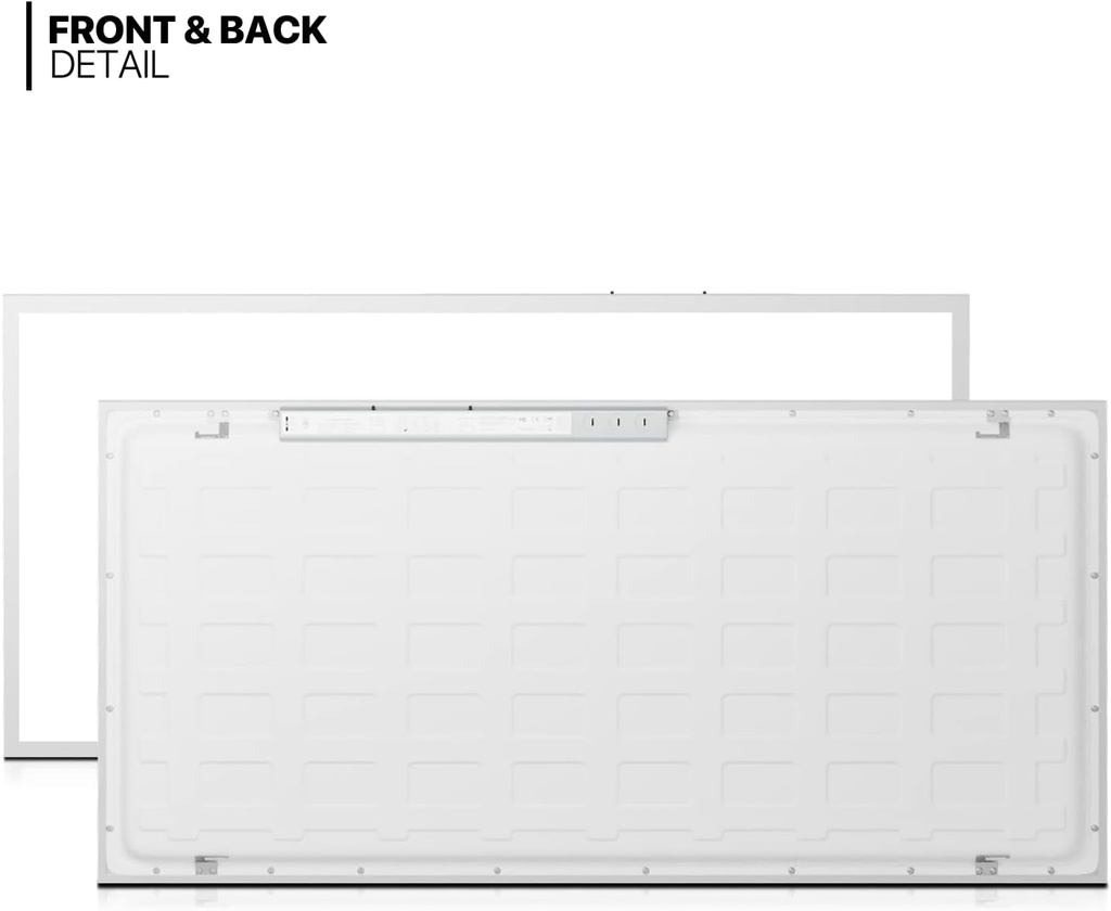 Kit Panel LED Rectangular de Luz Directa (BackLit) p/Empotrar, 25W / 30W / 40W / 45W / 50W, Múltiple CCT WW 3000K / 3500K / NW 4000K / 5000K / CW 6000K, 110Lm/w, 100-277Vac, Dimmable de 0-10Vdc, 24&quot;x48&quot;(600x1200mm), Borde Blanco con Certificación UL