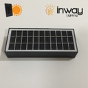 Lámpara Solar LED de Pared (Aplique) de 6W con Panel Solar Integrado de 2.8W, 5.5V y Sensor de Movimiento, SMD2835 x 35pcs, WW 3000K, 140x70 Grados, Con Batería de Litio de 11.1Wh, 3.7V, 3000mAh, IP65, Dimensiones: 230x97x42.7mm, Negro, 133Lm/W