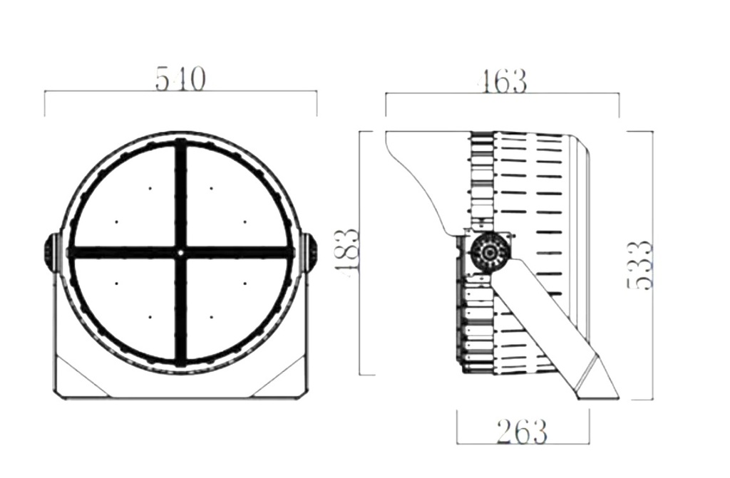 Reflector SMD LED, 1000W, CW 6000K, 100-277Vac, Con Supresor de pico de 6KV, IP65, 60 Grados, Dimensiones: 540x483x463mm, Gris Oscuro, Material: Aluminio