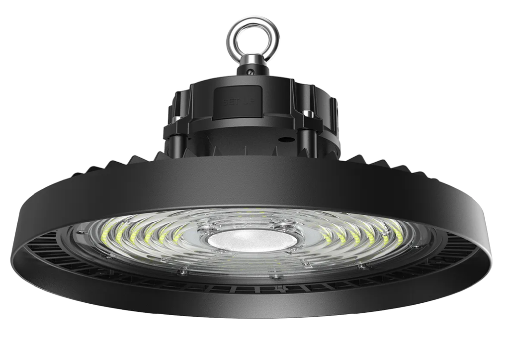 Lámpara High Bay SMD LED, Tipo UFO, 300W, CW 6000K, 100-277Vac, Supresor de Pico 4KV, IP65, 90 Grados