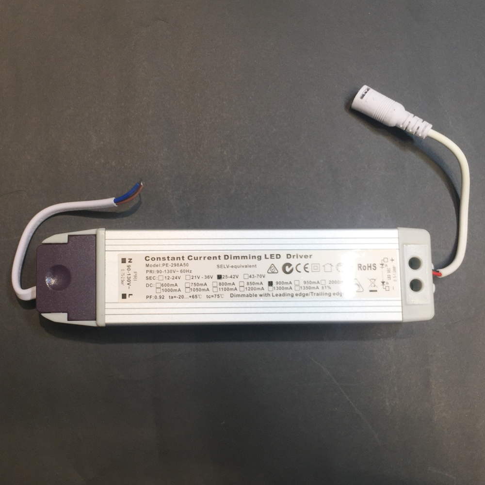 Driver p/Lámpara LED Triac Dimmable, IP20, 30W, 90-130Vac, Output: 25-42Vdc, 900mA