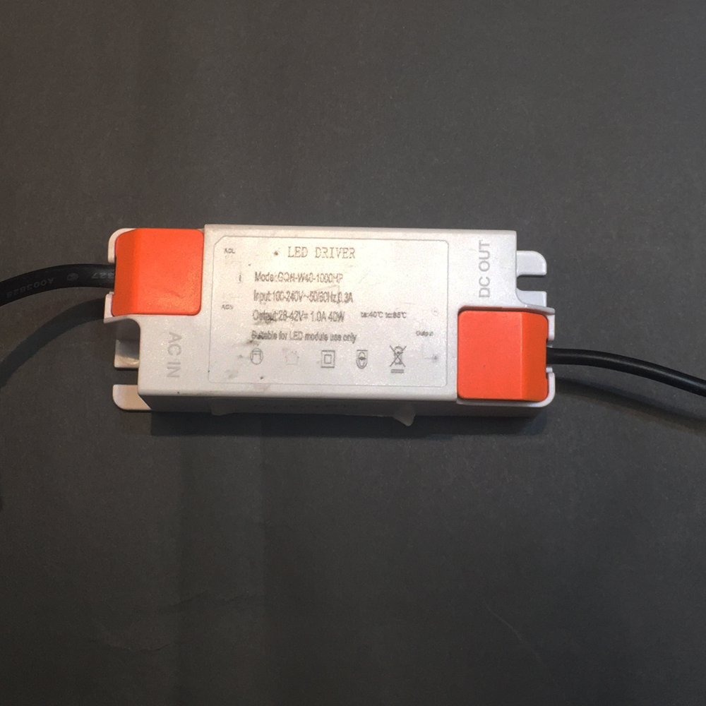 Driver p/Panel LED, IP20, 40W, 100-240Vac, Output: 28-42Vdc, 1000mA, FP:0.9