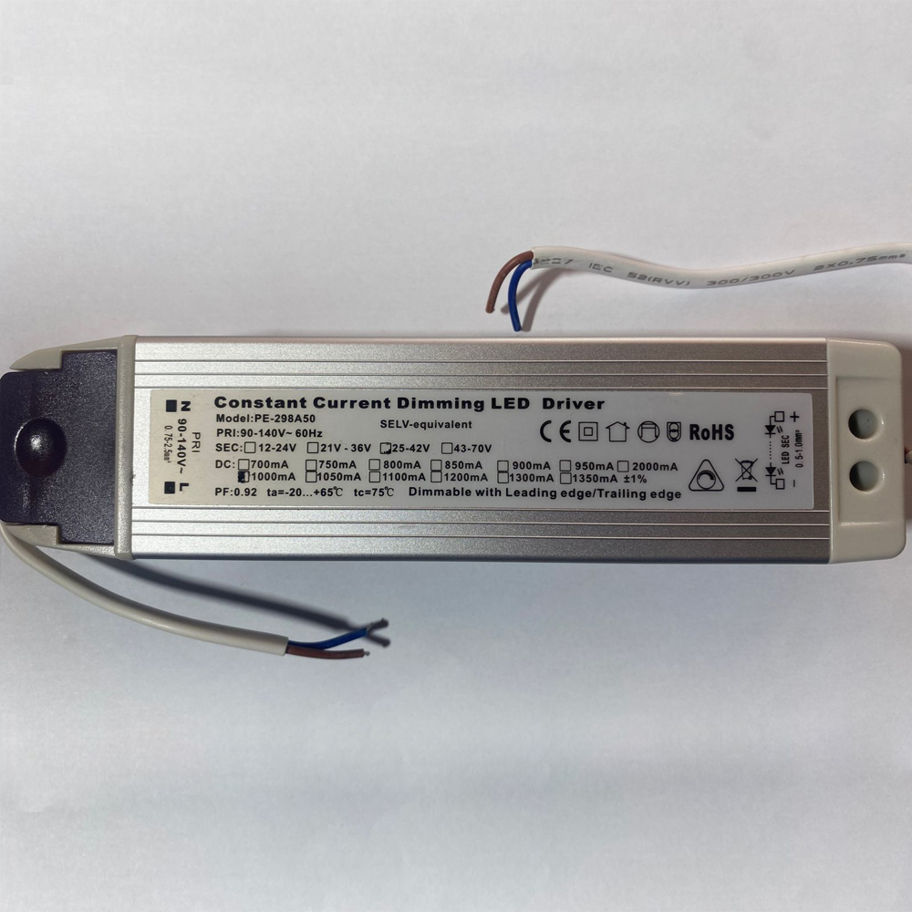 Driver p/Lámpara LED Triac Dimmable, IP20, 40W, 90-140Vac, Output: 25-42Vdc, 1000mA, PF: 0.92