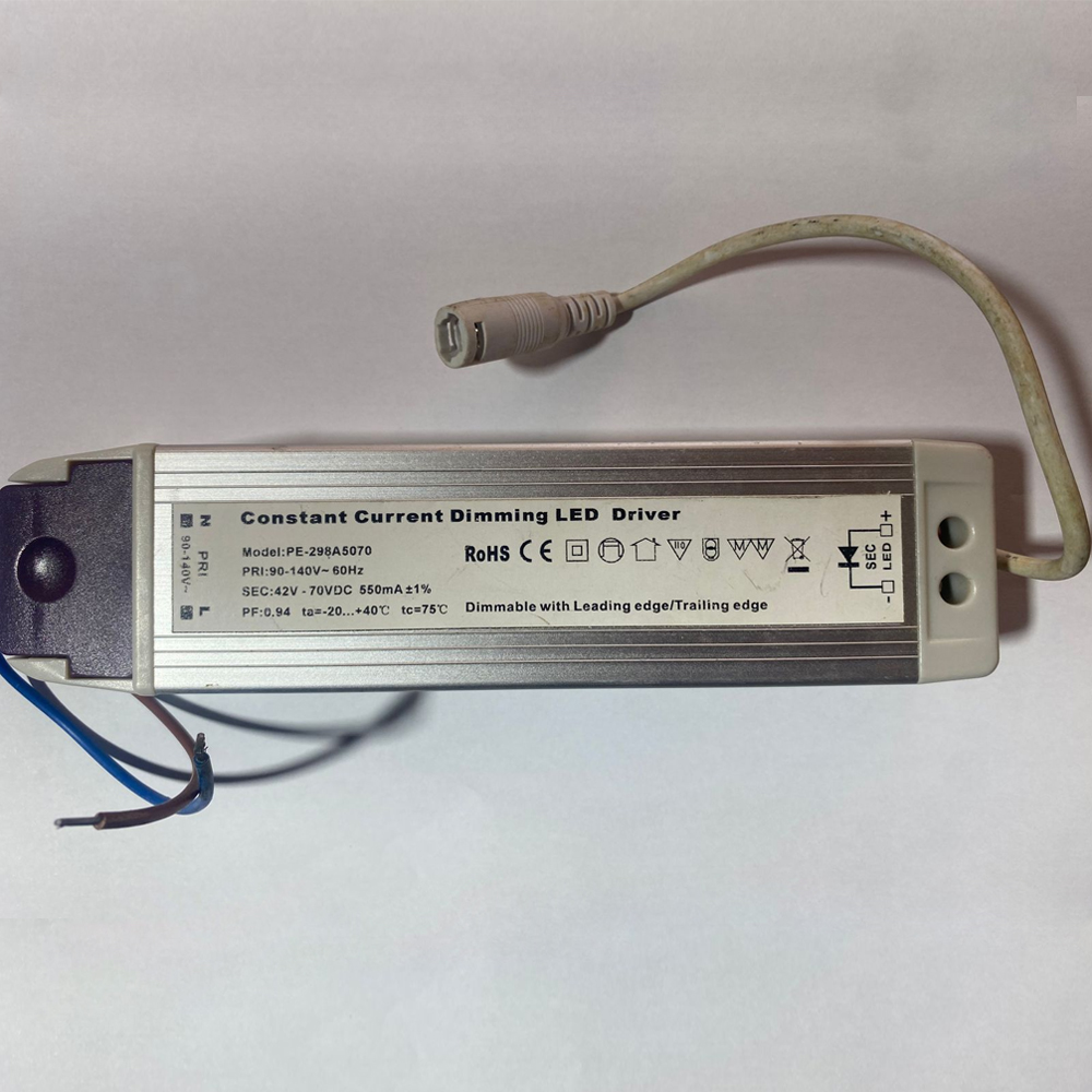 Driver p/Lámpara LED Triac Dimmable, IP20, 36W, 90-140Vac, Output: 42-70Vdc, 550mA