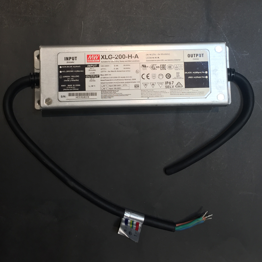 Driver p/Lámpara LED Dimmable de 0-10Vdc, 200W, 100-277Vac, Con Supresor de Pico Interno de 4KV, Output: 95-190Vdc, 525-1050mA, IP67