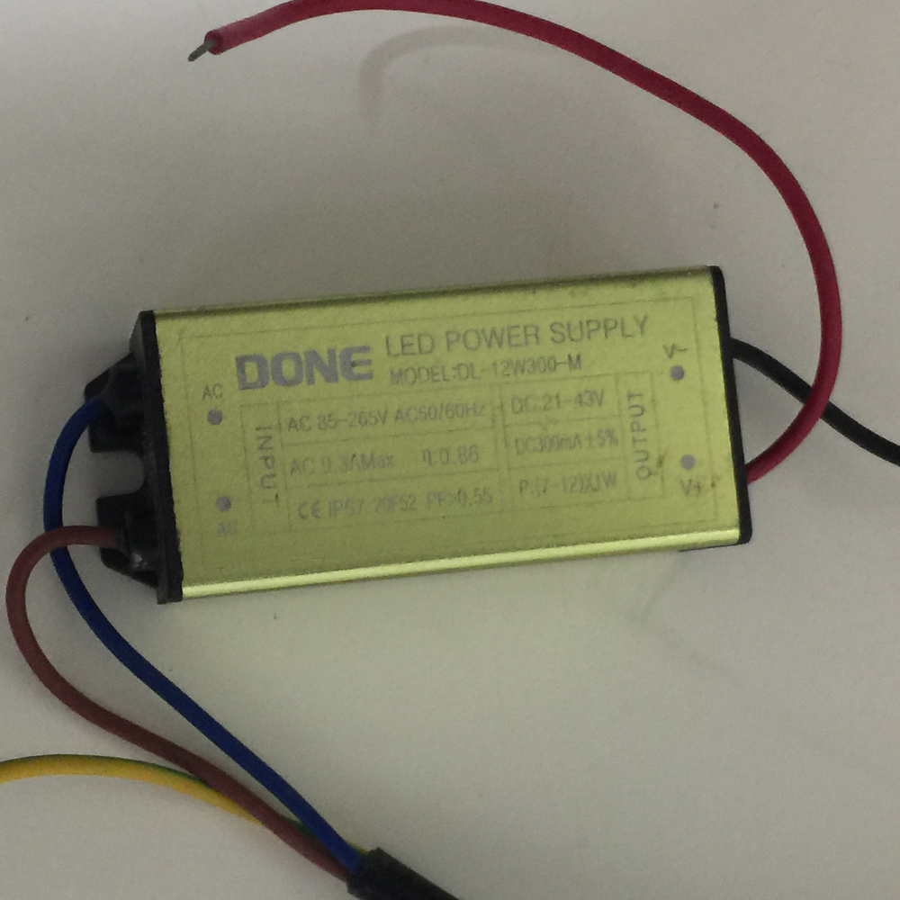 Driver p/Lámpara LED, IP67, 7-12W, 85-265Vac, Output: 20-43Vdc, 300mA