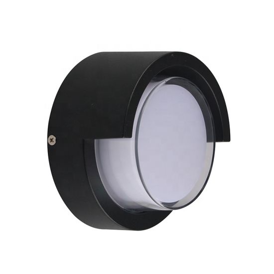 Lampara LED de Pared (Aplique), DGW-093, 7W, CW 6000K, 85-265Vac, IP65, Negro, 180 Grados, Dimensiones: Ф110x80mm, Material: Aluminio