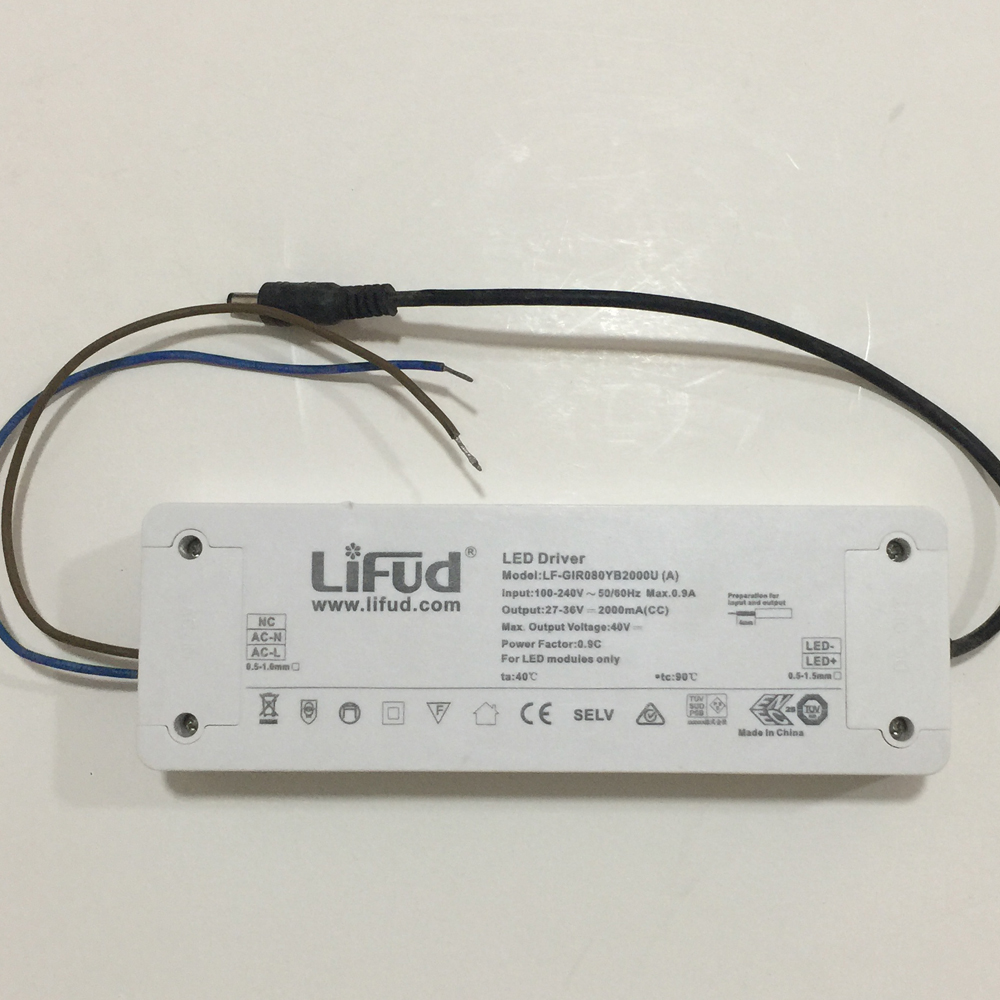 Driver p/Lámpara LED, IP20, 80W, 100-240Vac, Output: 27-36Vdc, 2000mA