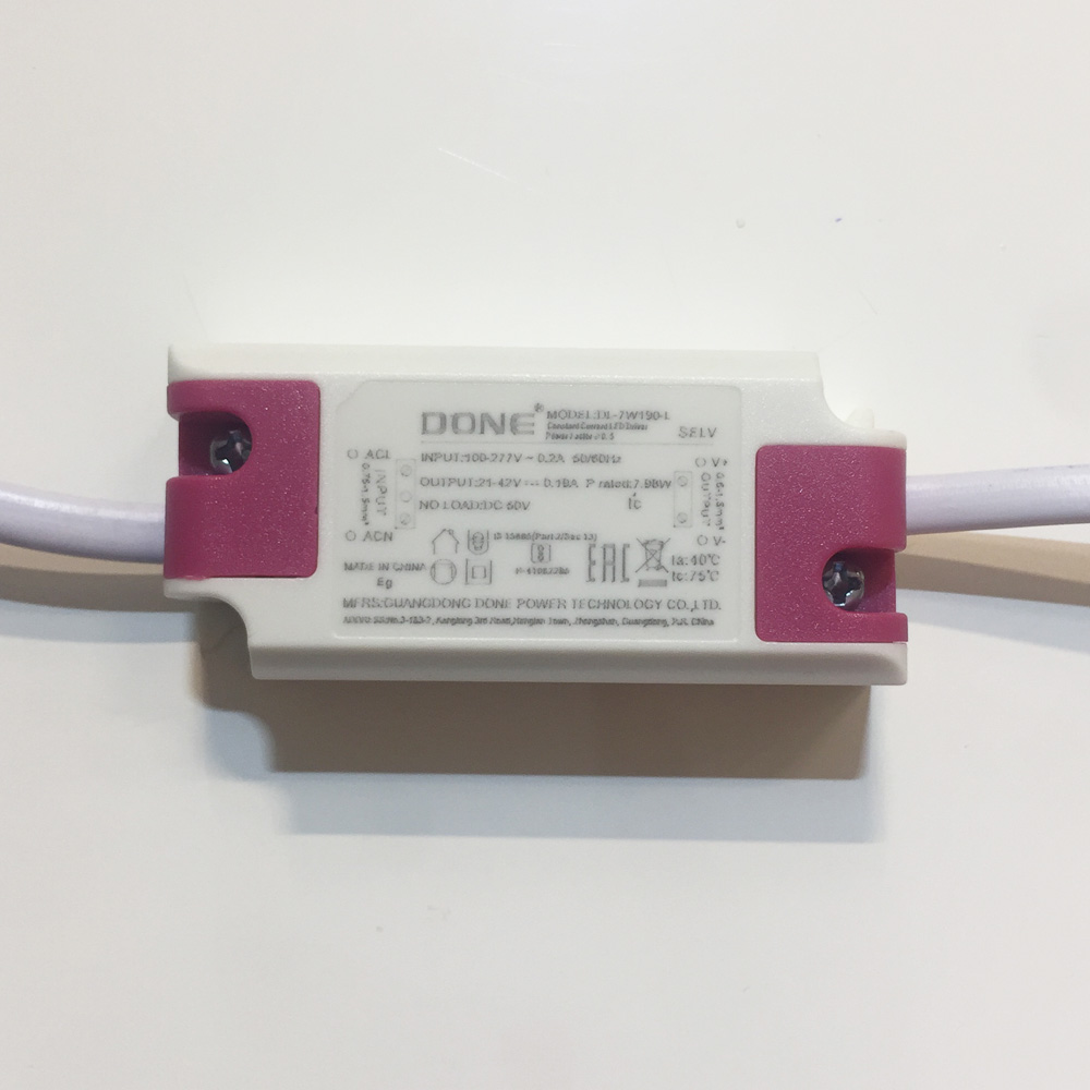 Driver p/Lámpara LED, IP20, 7W, 100-277Vac, Output: 21-42Vdc, 190mA