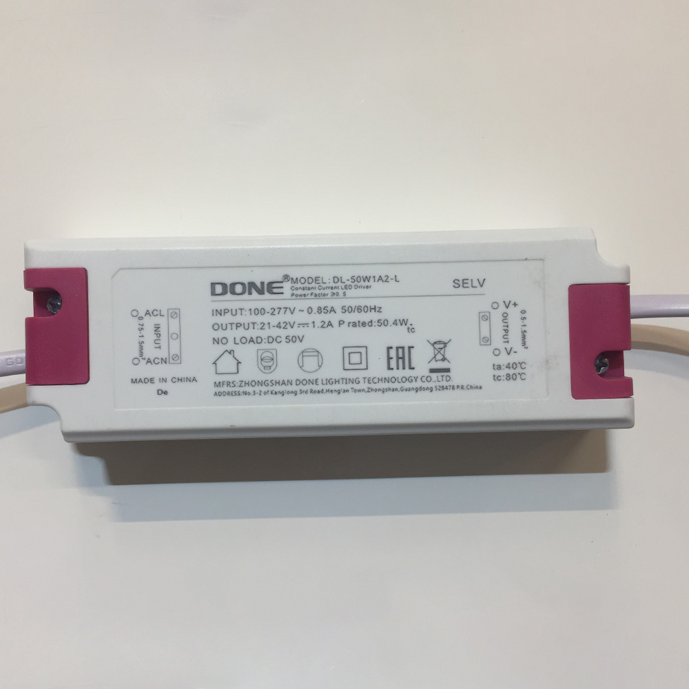 Driver p/Lámpara LED, IP20, 50W, 100-277Vac, Output: 21-42Vdc, 1050mA