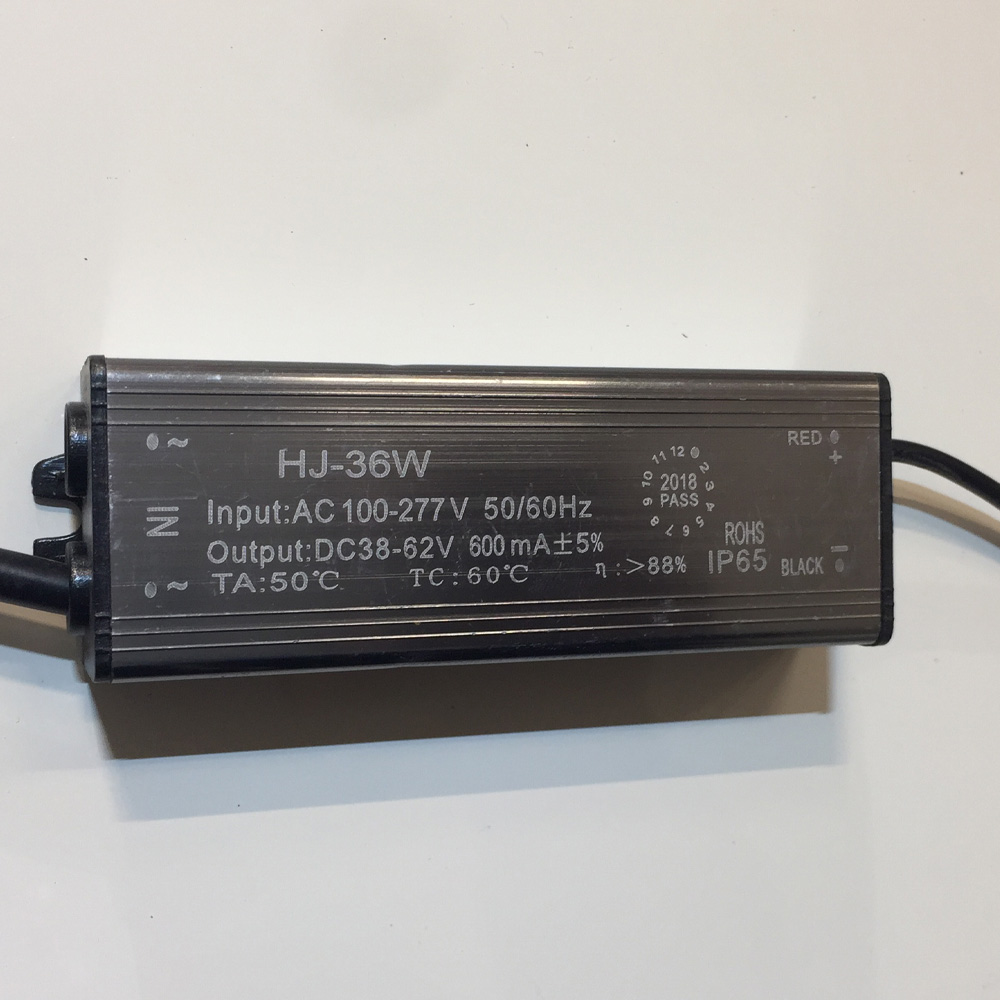 Driver p/Lámpara LED, 36W, 100-277Vac, Output: 38-62Vdc, 600mA, IP65