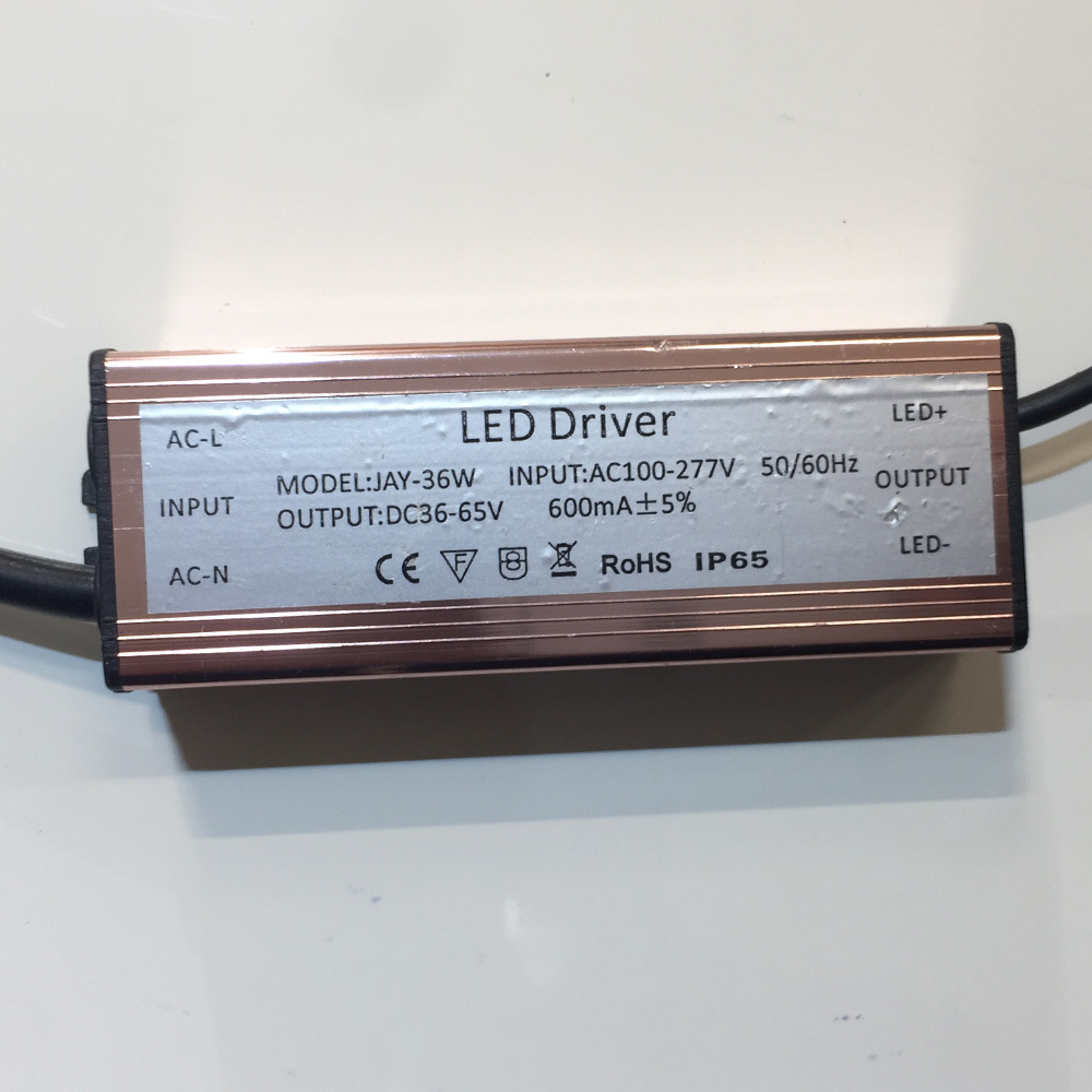 Driver p/Lámpara LED, IP65, 36W, 100-277Vac, Output: 36-65Vdc, 600mA