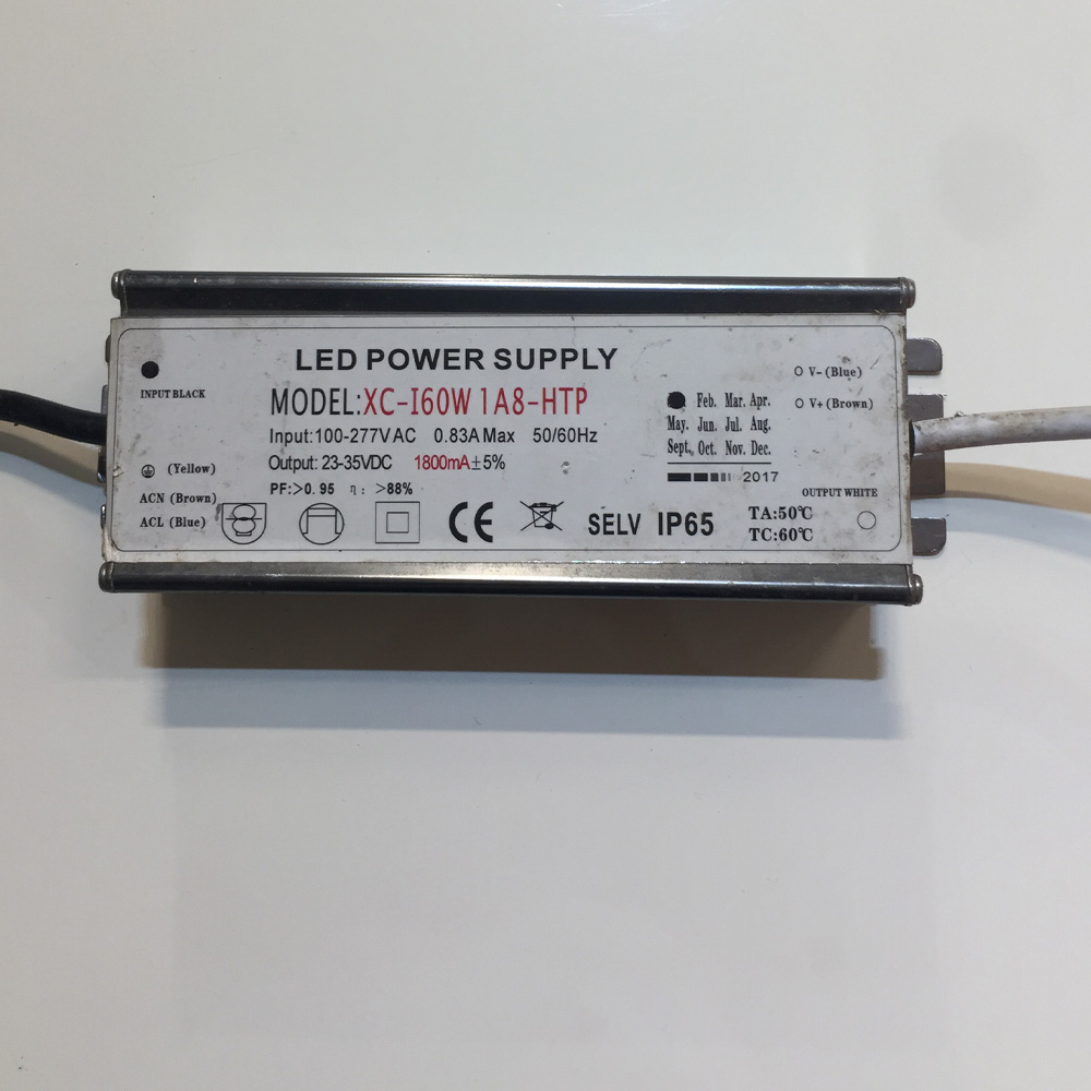 Driver p/Lámpara LED, IP65, 60W, 100-277Vac, Output: 23-35Vdc, 1800mA
