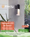 Lámpara LED de Pared (Aplique), DGW-1828, 10W, WW 3000K, 85-265Vac, IP65, Negro, 180 Grados, Dimensiones: 50x100x300mm, Material: Aluminio