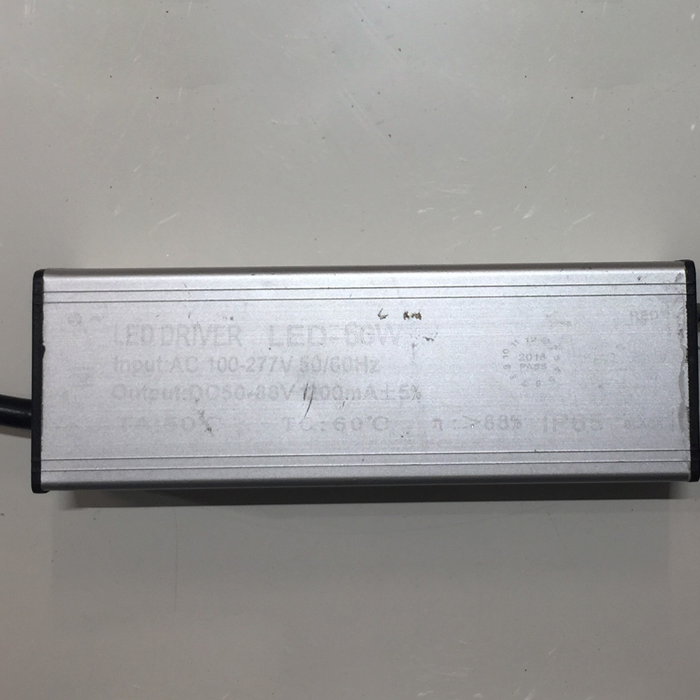 Driver p/Lámpara LED, IP65, 60W, 100-277Vac, Output: 50-88Vdc, 1200mA