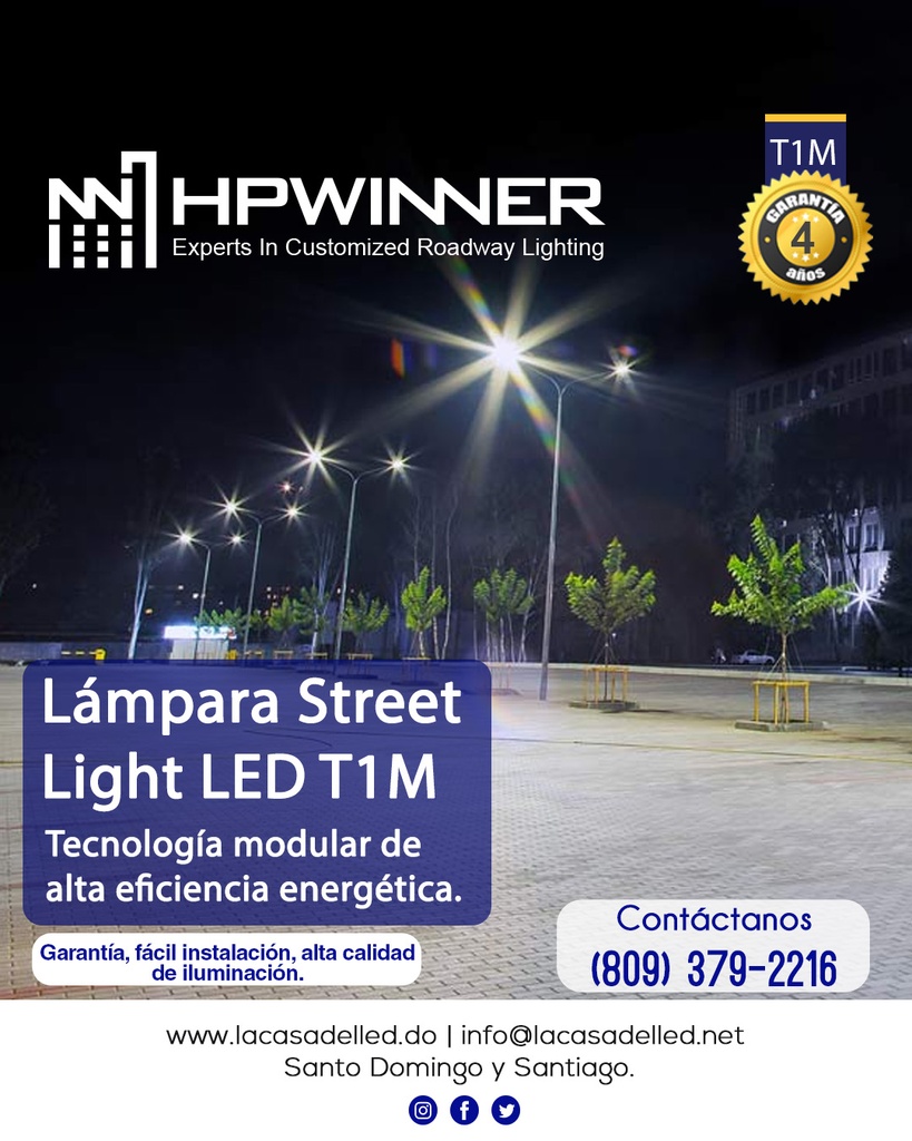 Lámpara Street Light LED Modular T1M-1, 20W, 5000K, 2209, Type II Long, 100-240Vac, IP68, Gris