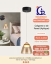 Lámpara LED Decorativa de Pared (Aplique), DG50360W, 8W, NW 4000K, 85-265Vac, Dimensiones: 200x132-600mm, IP20, Dorado con Negro