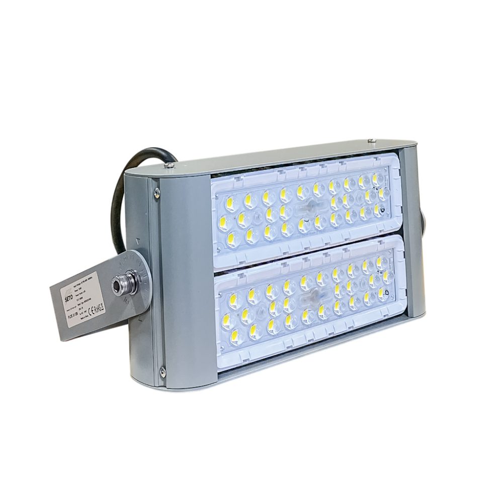 Reflector LED Modular FL2C-2, 120W, 2 Módulos, 5000K, M16A-VCA (2x63pcs), 5390, 90 Grados, SANAN 3030, 72,000 horas de vida útil, 100-277Vac, IP68, Gris