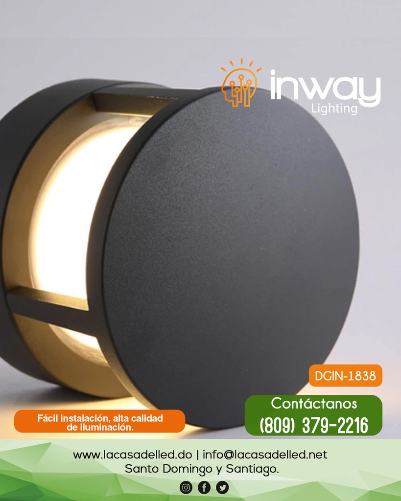 Mini Bolardo LED, DGIN-1838, 12W, CW 6000K, 100-265Vac, 160 Grados, Dimensiones: 160x160x130mm, Material: Aluminio, IP65, Negro