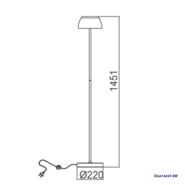 Lampara LED Decorativa con Pedestal, DG61603F, 8W, CW 6000K, 85-265Vac, IP20