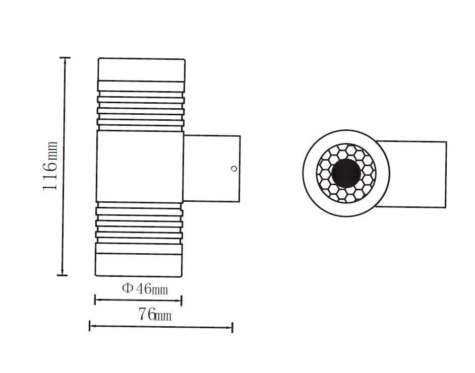 Lampara LED de Pared (Aplique), 7W, 2x3.5W, WW 3000K, 100-265Vac, 36 Grados, Dimensiones: 116x76x46mm, Material: Aluminio con cover de PMMA, IP65, Gris Oscuro