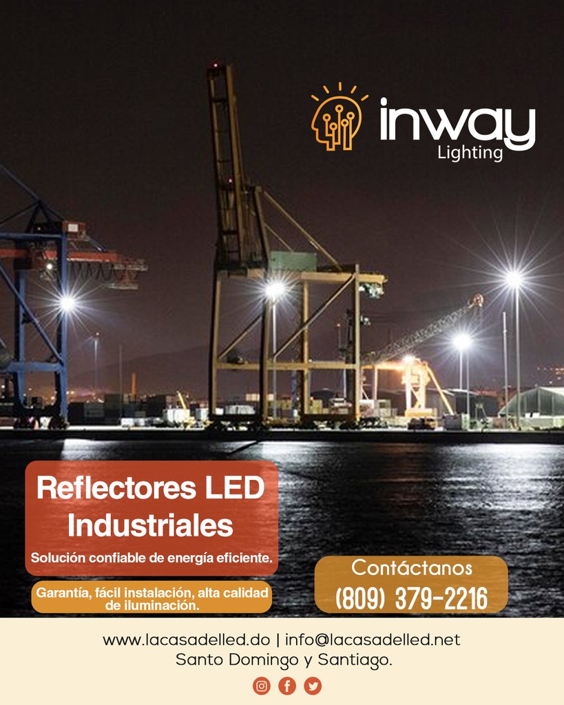 Reflector Modular (INWAY) LED, 400W, CW 6000K, 100-277Vac, Dimensiones: 400x400x75mm, IP65, 60 Grados, Negro