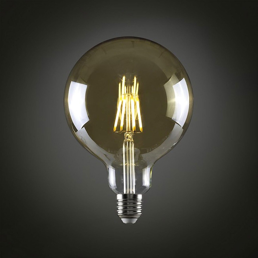 Bombilla de Filamento Vintage, Tipo UJO-DG-016, 8W, 2700K, E27, Ambar, 110-130Vac, Dimensiones: 125x175mm, IP20, 360 Grados