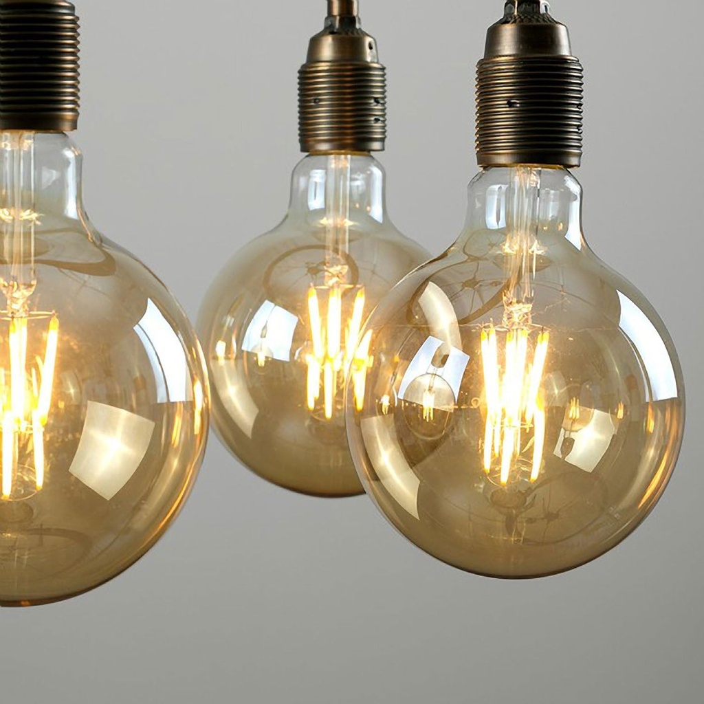 Bombilla de Filamento Vintage, Tipo UJO-DG-016, 8W, 2700K, E27, Ambar, 110-130Vac, Dimensiones: 125x175mm, IP20, 360 Grados
