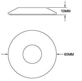 Cover Circular, Conica p/Base de Lampara Empotrable de Exterior, 1.2W, Modelos: DG-1014 y/o DG-1014-RGB, Dimensiones: 60x10mm, Material: Acero Inoxidable 316