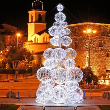 Esferas Navideñas LED 3D p/Exterior, 2700K + CW 6000K Flash, 110Vac, Dimensiones: 20cm, IP65