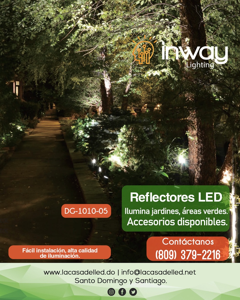 Reflector COB LED p/Base de Jardín, DG-1010-05, 5W, CW 6000K, 100-265Vac, IP65, 24 Grados, Diámetro: 44mm, Gris Oscuro, Material: Aluminio