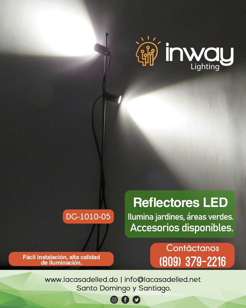 Reflector COB LED p/Base de Jardín, DG-1010-05, 5W, WW 3000K, 100-265Vac, IP65, 24 Grados, Diámetro: 44mm, Gris Oscuro, Material: Aluminio