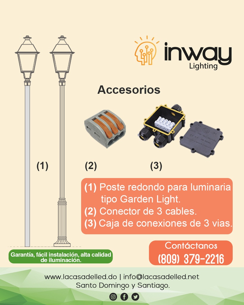  Lámpara Garden Light LED Modular FAS-1, 50W, 5000K, M1A, 1513, Type I Short, 100-240Vac, Negra