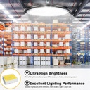 Lámpara High Bay SMD LED, Tipo UFO TOP, 150W, CW 6000K, 100-265Vac, IP65, 90 Grados