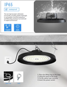 Lámpara High Bay SMD LED, Tipo UFO, 150W / 200W / 250W, Múltiple CCT WW 3000K / NW 4000K / CW 6000K, 100-277Vac, IP65, 90 Grados