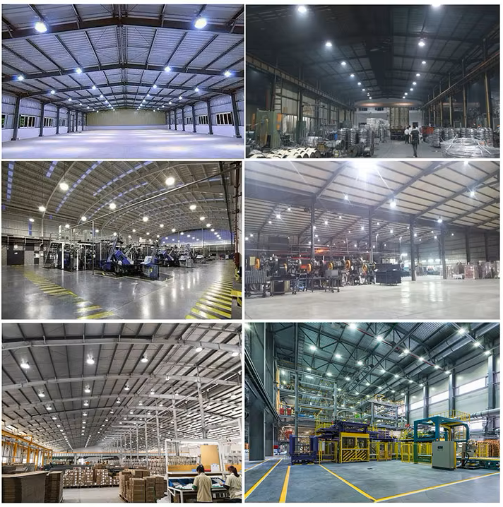 Lámpara High Bay SMD LED, Tipo UFO, 150W / 200W / 250W, Múltiple CCT WW 3000K / NW 4000K / CW 6000K, 100-277Vac, IP65, 90 Grados