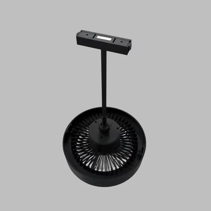 Lámpara Colgante Magnética LED Circular con abanico, 20mm de ancho, 10W, 4000K Blanco Natural, 48Vdc, 120 Grados, Dimensiones: 1200-205x1200mm, Negro