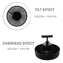 Lámpara Colgante Magnética LED Circular con abanico, 20mm de ancho, 10W, 4000K Blanco Natural, 48Vdc, 120 Grados, Dimensiones: 150-205x150mm, Negro