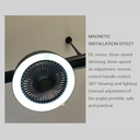 Lámpara Colgante Magnética LED Circular con abanico, 20mm de ancho, 10W, 4000K Blanco Natural, 48Vdc, 120 Grados, Dimensiones: 150-205x150mm, Negro