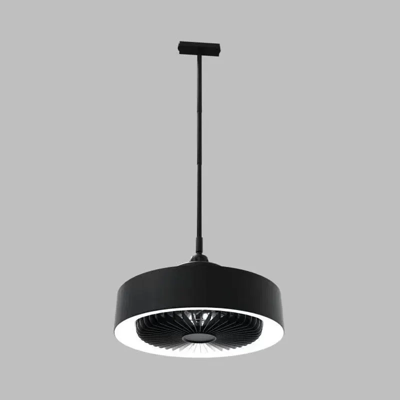 Lámpara Colgante Magnética LED Circular con abanico, 20mm de ancho, 10W, 4000K Blanco Natural, 48Vdc, 120 Grados, Dimensiones: 150-205x150mm, Negro