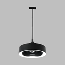 Lámpara Colgante Magnética LED Circular con abanico, 20mm de ancho, 10W, 4000K Blanco Natural, 48Vdc, 120 Grados, Dimensiones: 150-205x150mm, Negro