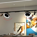 Lámpara Colgante Magnética LED Circular con abanico, 20mm de ancho, 10W, 4000K Blanco Natural, 48Vdc, 120 Grados, Dimensiones: 150-205x150mm, Negro