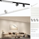 Lámpara Slim Lineal Magnética LED p/Riel de 27mm de ancho, 18W, 15.07&quot;(383mm), 4000K Blanco Natural, 48Vdc, Instalación: Empotrar o Superficie, 24 Grados, Negra
