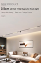 Lámpara Slim Lineal Magnética LED p/Riel de 27mm de ancho, 6W, 15.15&quot;(131mm), 4000K Blanco Natural, 48Vdc, Instalación: Empotrar o Superficie, 24 Grados, Negra