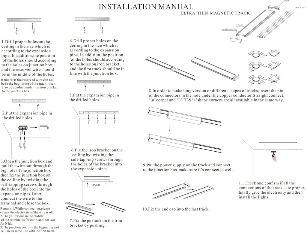 Lámpara Slim Lineal Magnética LED p/Riel de 27mm de ancho, 6W, 15.15&quot;(131mm), 4000K Blanco Natural, 48Vdc, Instalación: Empotrar o Superficie, 24 Grados, Negra